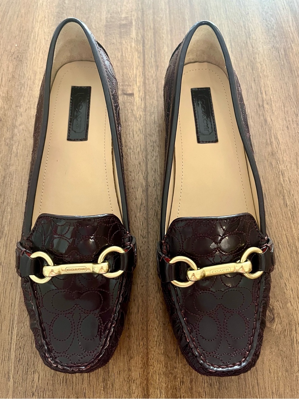 Coach Eve Patent Leather Loafers with Gold Hardware Size 8 - Picture 2 of 5